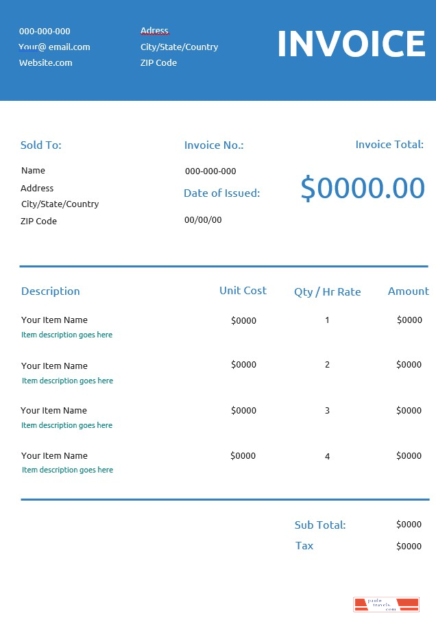 Generic Commercial Invoice Template PSD template
